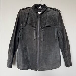 Bertini Black Suede Jacket With Tassels